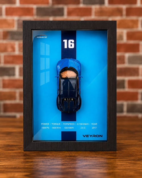Jared's Collector Corner framed blue Veyron display